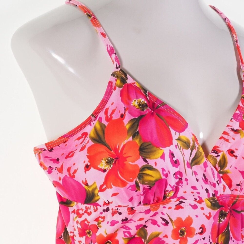 Islander Womens Swimsuit 18 One Piece Pink Floral Adjustable Straps - Picture 3 of 9
